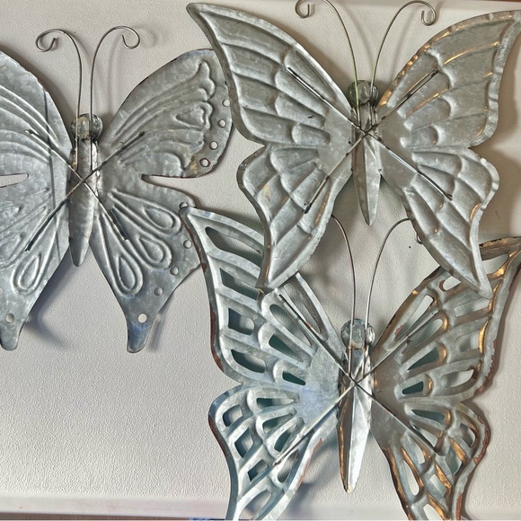 Metal Rustic Butterfly Trio Wall Art 15x15 - Picture 2 of 5